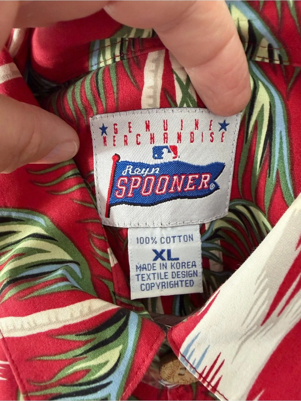 reyn spooner Red Palm-Print Los Angeles Angels Camp Shirt